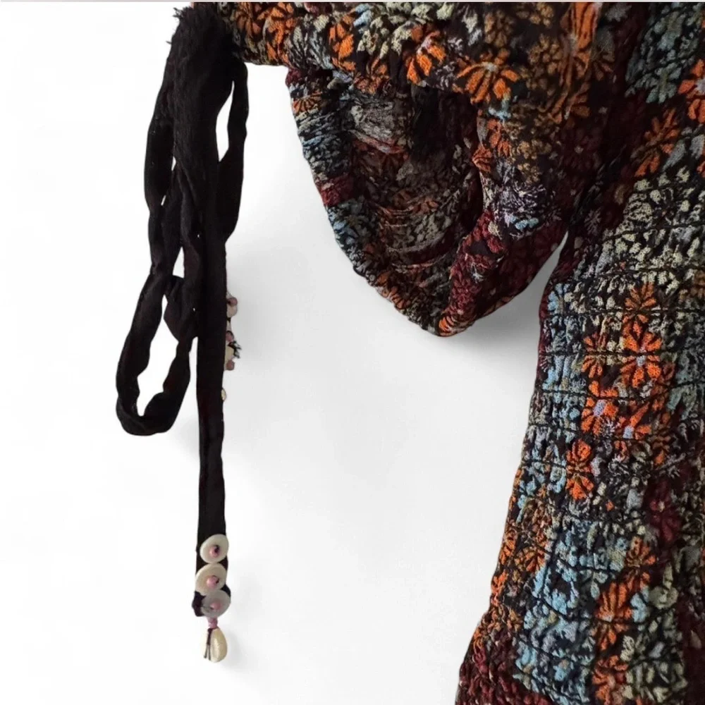 Free People floral back on top crop  Puff Sleeve top size small